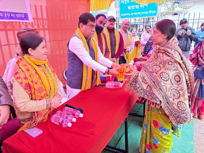 Mayor of Agartala Municipal Corporation (AMC) Dipak Majumder inaugurates 4th year completion ceremony of AMC council on January 2.